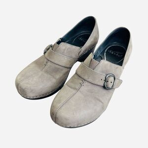 Dansko Tamara Women's Gray Nubuck Round Toe Casual Slip On Wedge Clog Sz 8.5-9